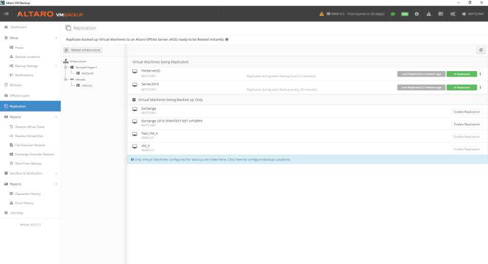Altaro VM Backup screen 2