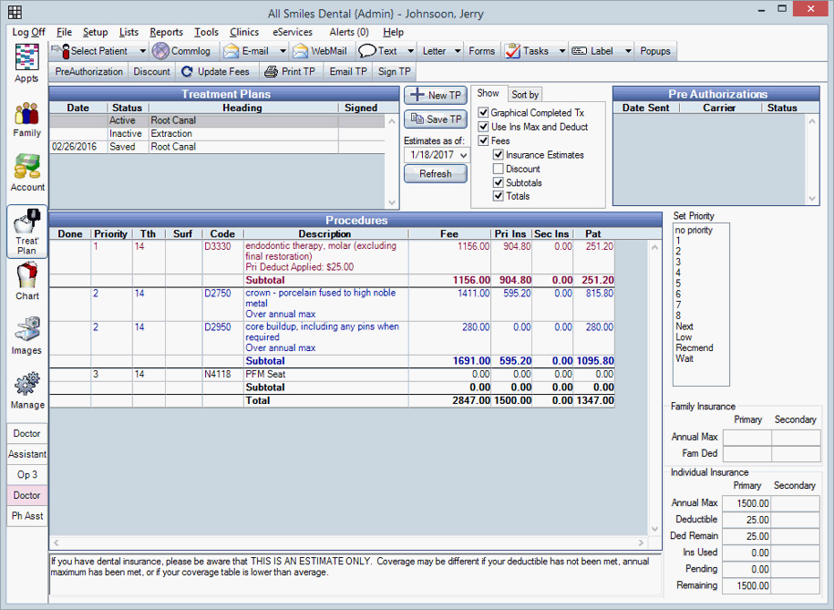 Open Dental screen 4