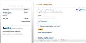 PayPal Checkout screen 1