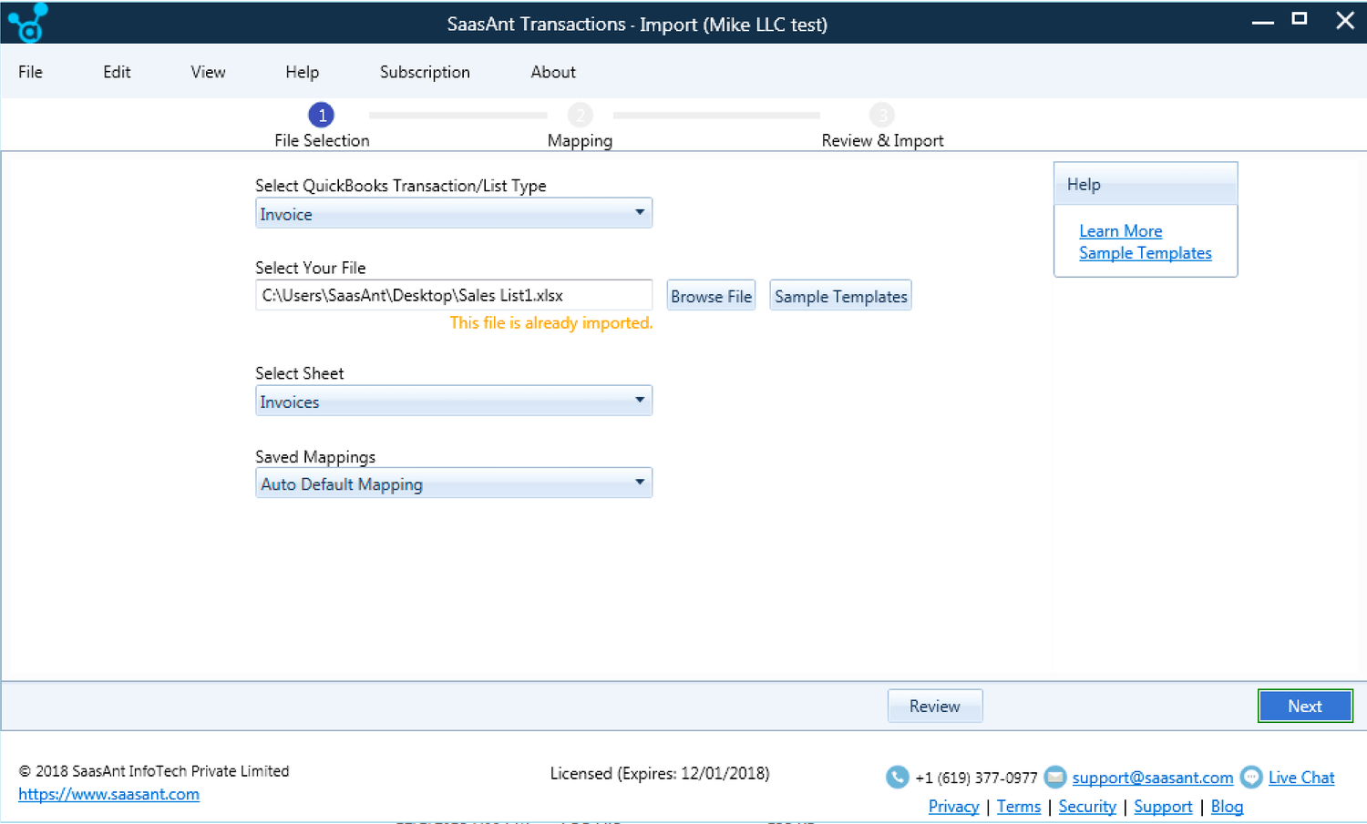 SaasAnt Transactions screen 4